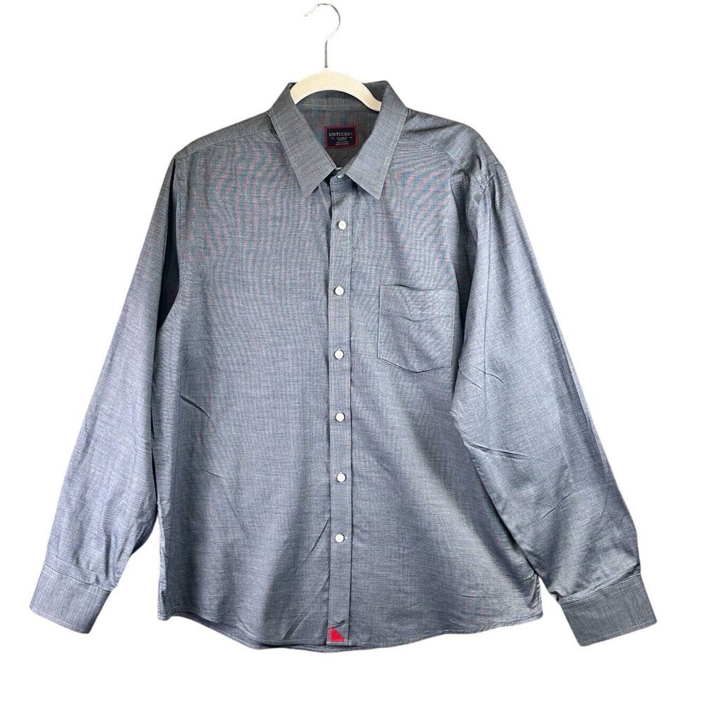 UNTUCKit Slim Fit Button Down Dress Shirt Mens Size XL Golf Gray Cotton Casual